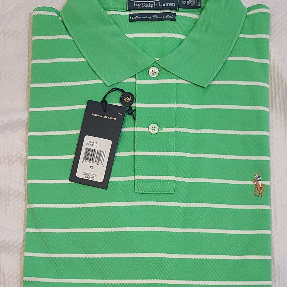 Polo by Ralph Lauren Green Striped Men's Shirt XL - Picture 7 of 7